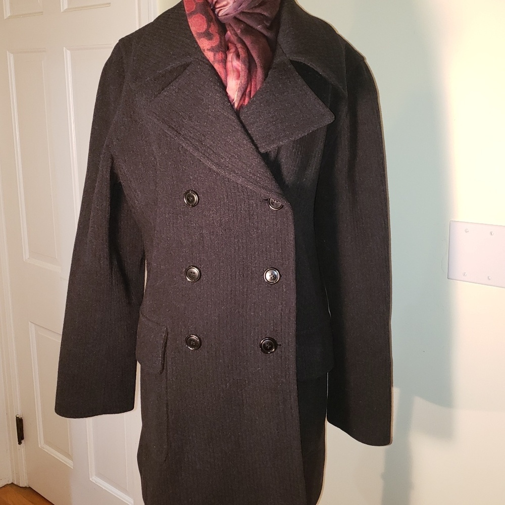 Whistles London Charcoal Wool Peacoat